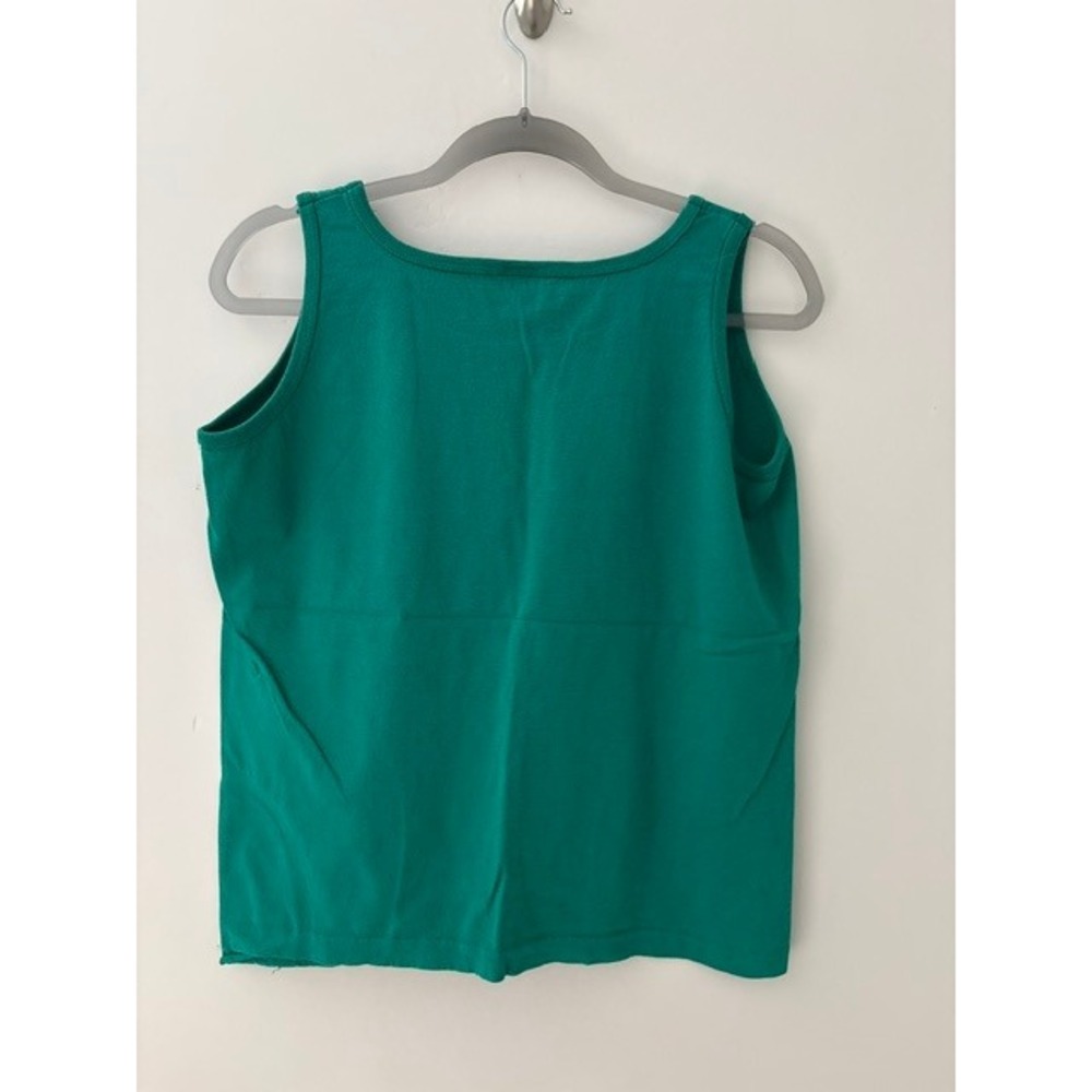 Anvil Vintage Green Tank Top USA Cotton Scoop Neck Sleeveless Medium